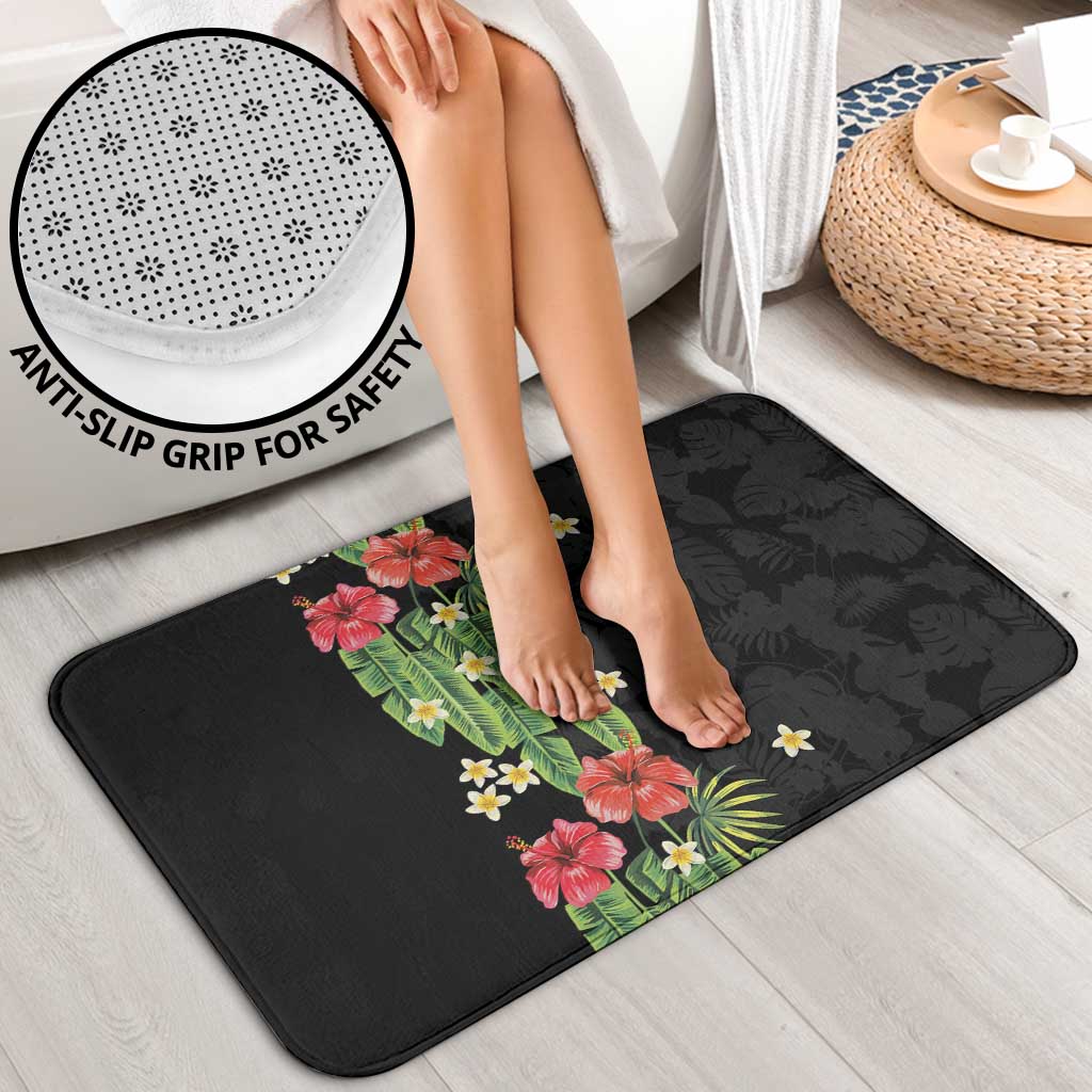 Hawaiian Hibiscus Plumeria Bathroom Set Tropical Leaves