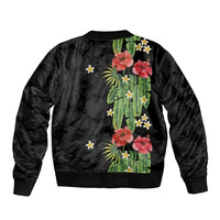 Hawaiian Hibiscus Plumeria Bomber Jacket Tropical Leaves LT01 - Polynesian Pride