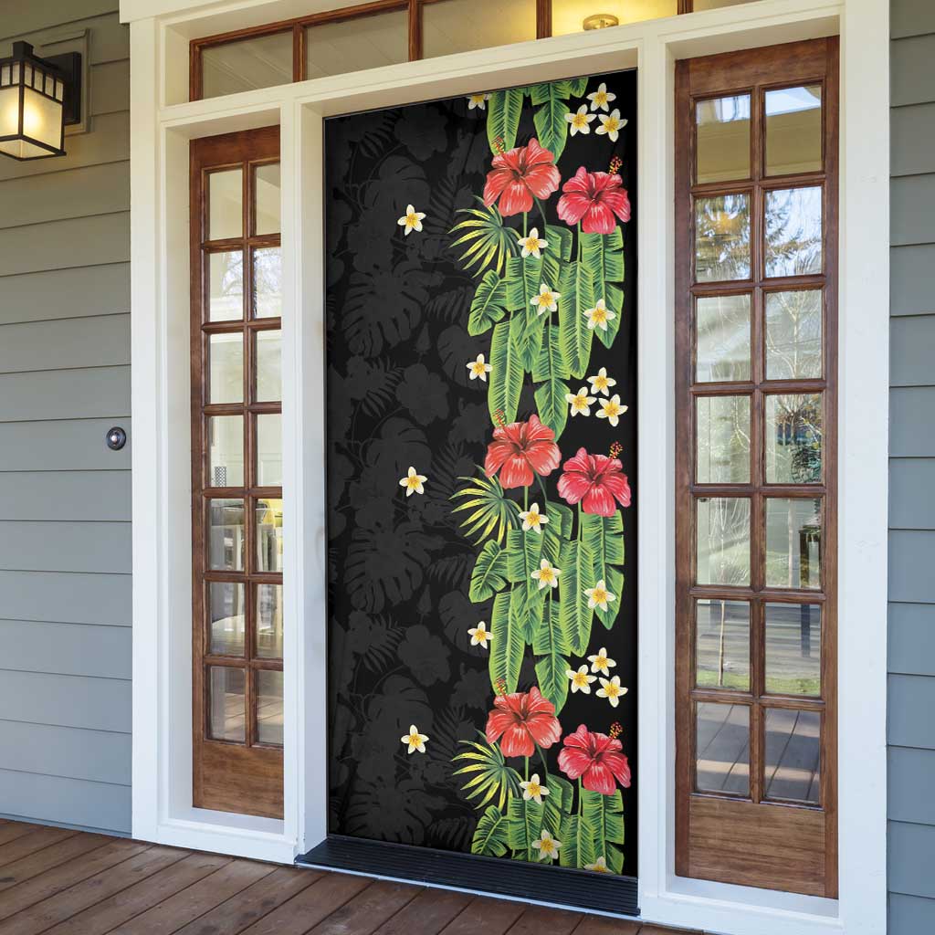 Hawaiian Hibiscus Plumeria Door Cover Tropical Leaves