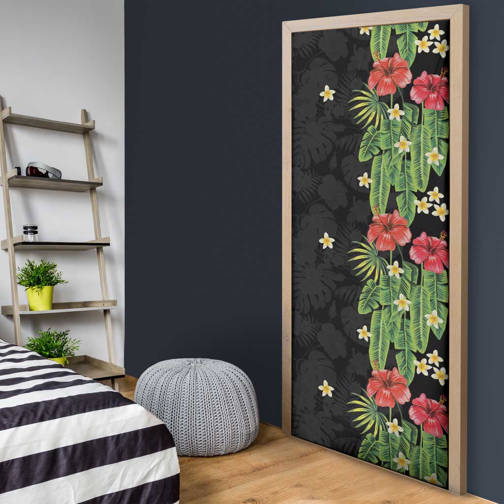 Hawaiian Hibiscus Plumeria Door Cover Tropical Leaves