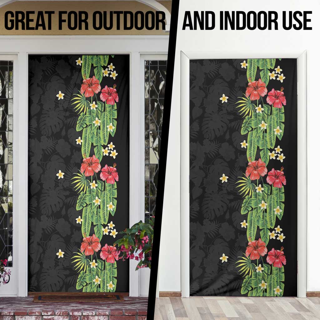Hawaiian Hibiscus Plumeria Door Cover Tropical Leaves
