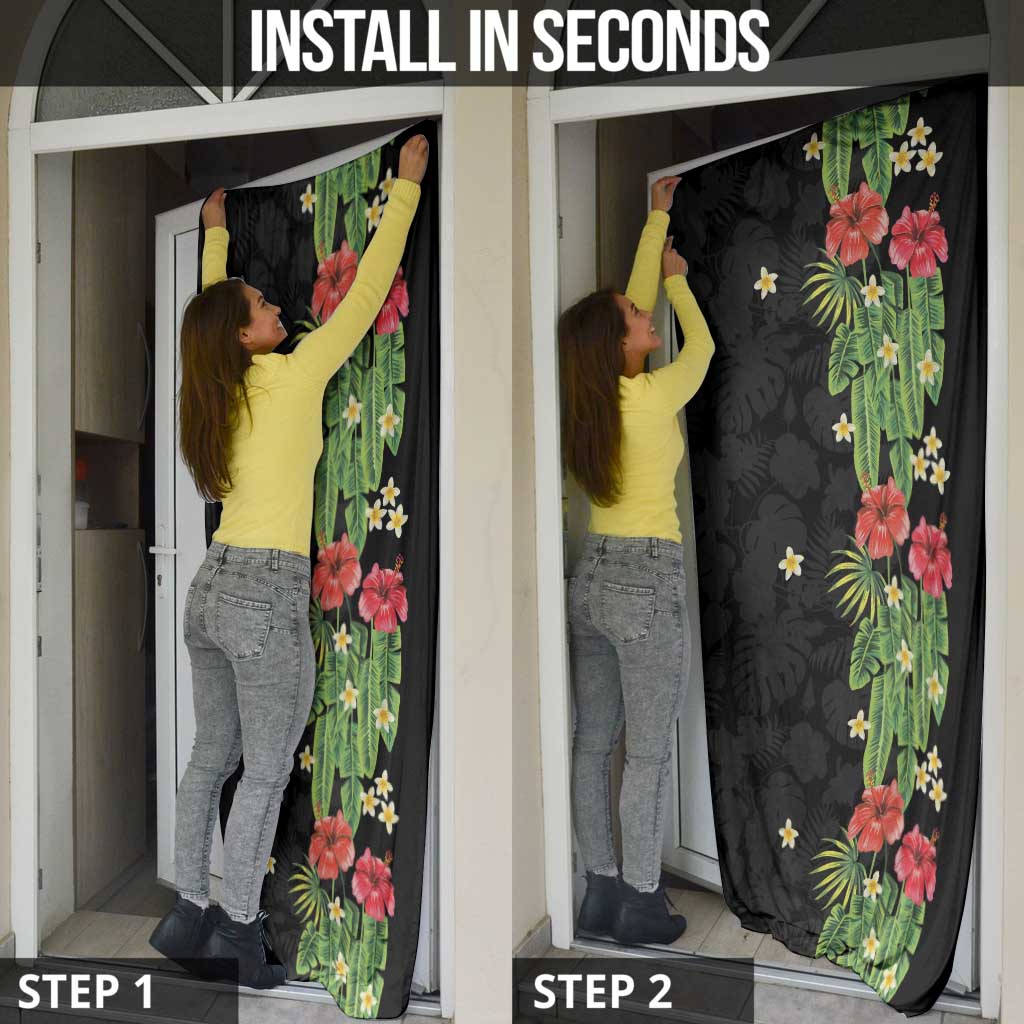 Hawaiian Hibiscus Plumeria Door Cover Tropical Leaves