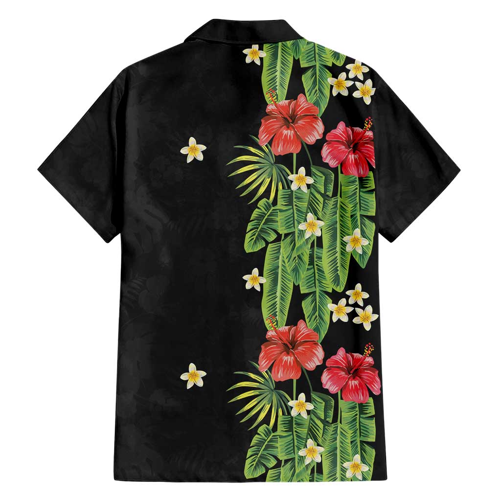 Hawaiian Hibiscus Plumeria Family Matching Short Sleeve Bodycon Dress and Hawaiian Shirt Tropical Leaves LT01 - Polynesian Pride