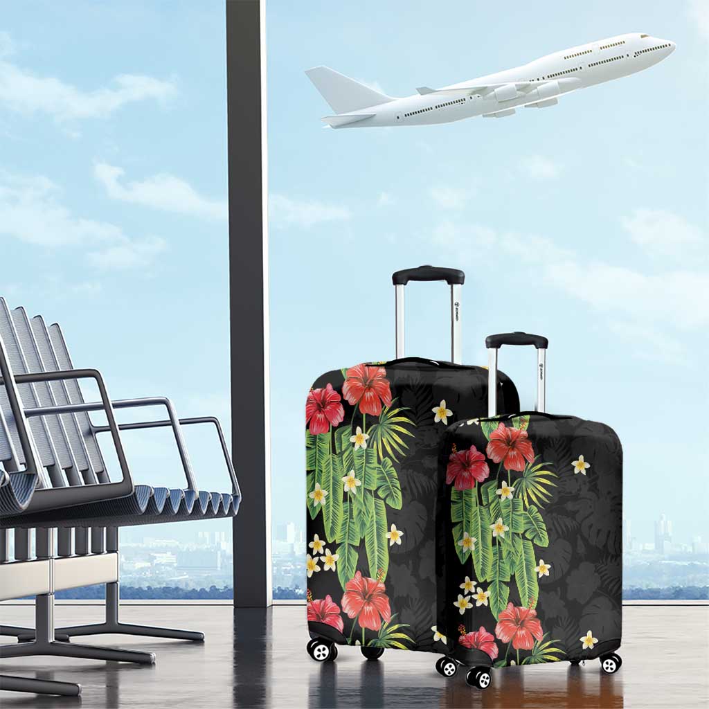 Hawaiian Hibiscus Plumeria Luggage Cover Tropical Leaves LT01 - Polynesian Pride