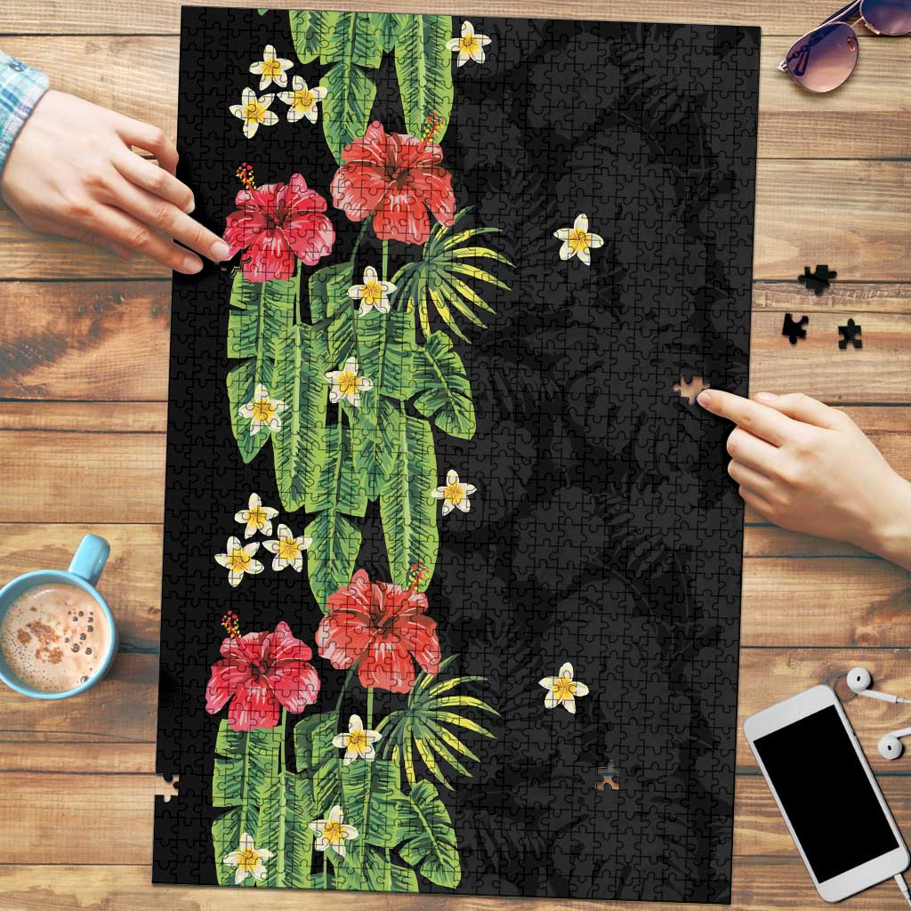 Hawaiian Hibiscus Plumeria Puzzle Tropical Leaves