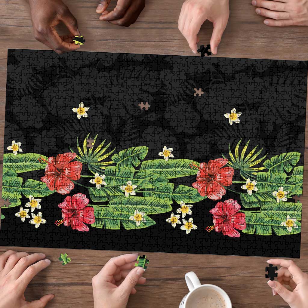 Hawaiian Hibiscus Plumeria Puzzle Tropical Leaves
