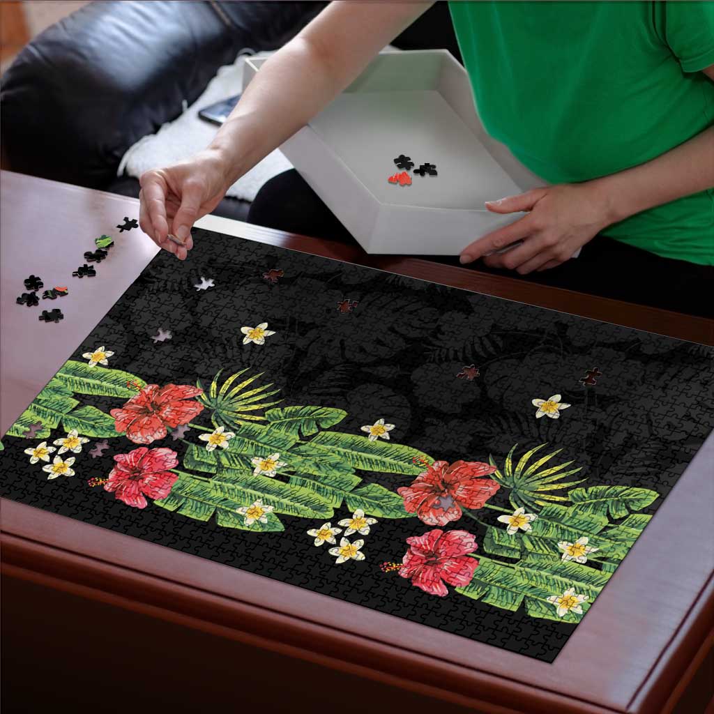 Hawaiian Hibiscus Plumeria Puzzle Tropical Leaves