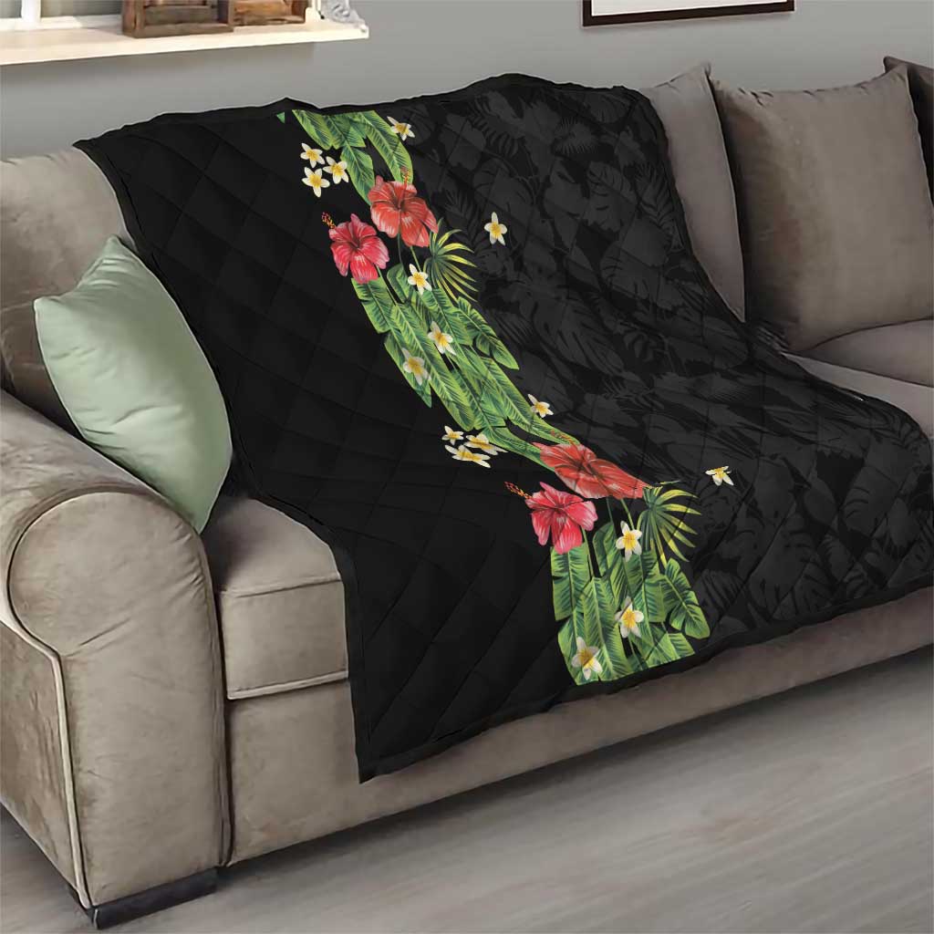 Hawaiian Hibiscus Plumeria Quilt Tropical Leaves LT01 - Polynesian Pride