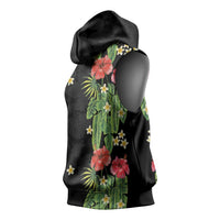 Hawaiian Hibiscus Plumeria Sleeveless Hoodie Tropical Leaves LT01 - Polynesian Pride