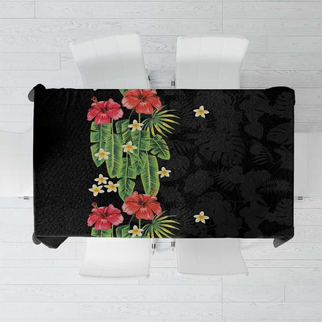 Hawaiian Hibiscus Plumeria Tablecloth Tropical Leaves