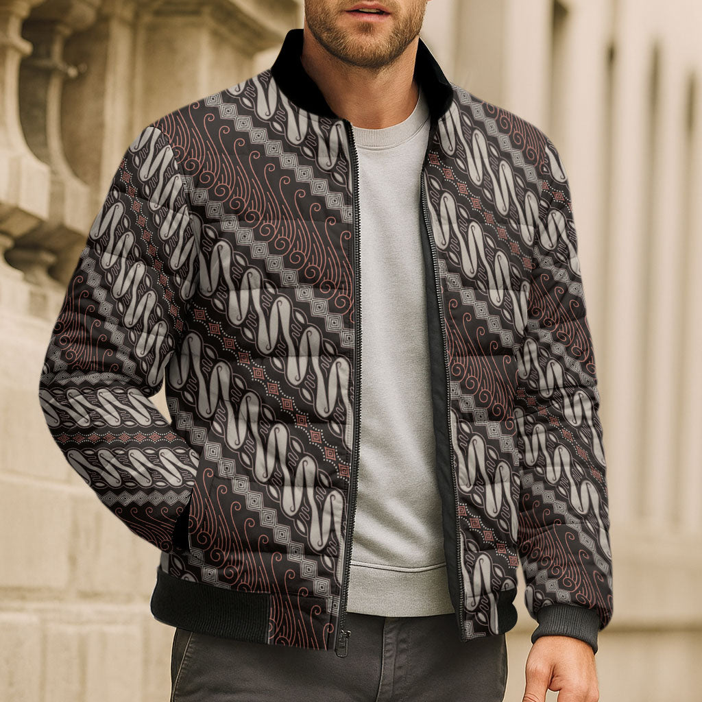 Yogyakarta Parang Batik Motifs Bomber Puffer Jacket Indonesian Traditional Pattern