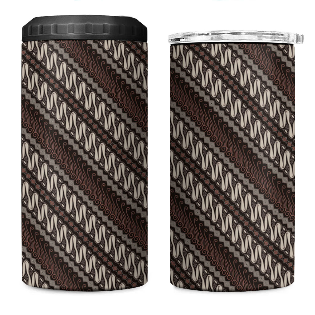 Yogyakarta Parang Batik Motifs 4 in 1 Can Cooler Tumbler Indonesian Traditional Pattern