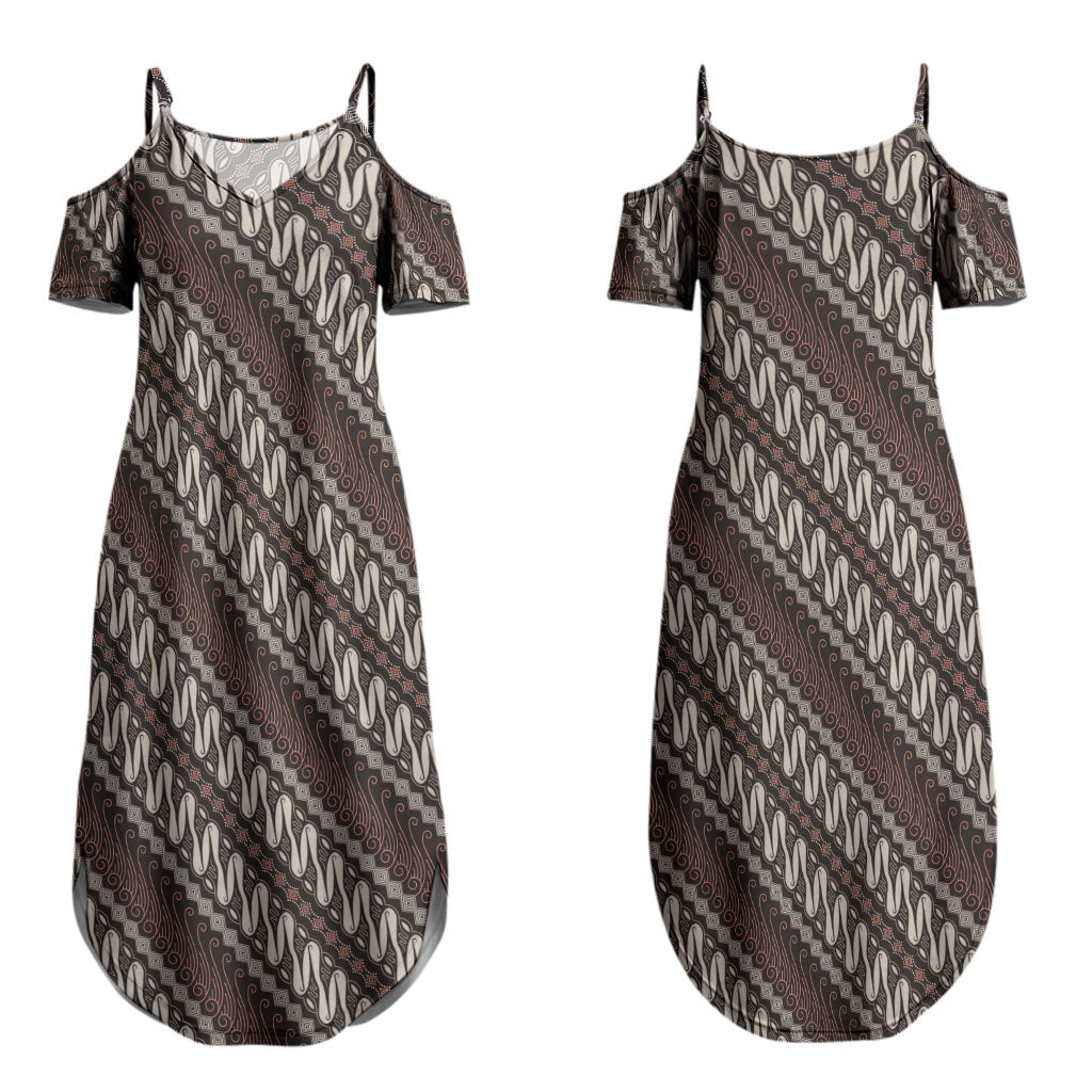 Yogyakarta Parang Batik Motifs Couples Matching Summer Maxi Dress and Long Sleeve Button Shirt Indonesian Traditional Pattern LT01 - Polynesian Pride