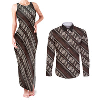 Yogyakarta Parang Batik Motifs Couples Matching Tank Maxi Dress and Long Sleeve Button Shirt Indonesian Traditional Pattern