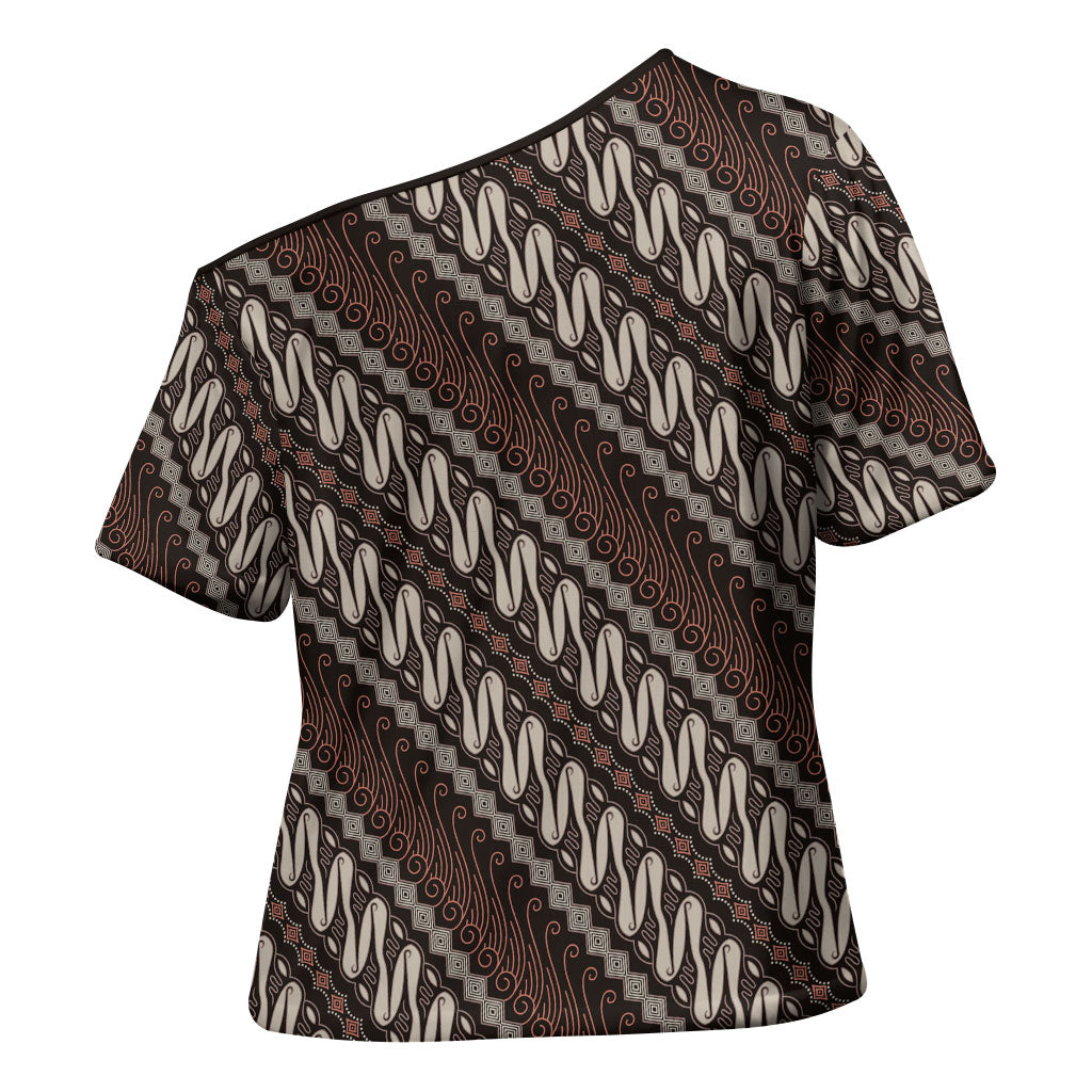 Yogyakarta Parang Batik Motifs Cross Shoulder Shirt Indonesian Traditional Pattern
