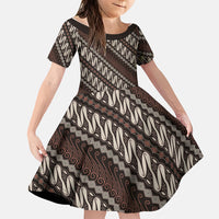 Yogyakarta Parang Batik Motifs Family Matching Mermaid Dress and Hawaiian Shirt Indonesian Traditional Pattern