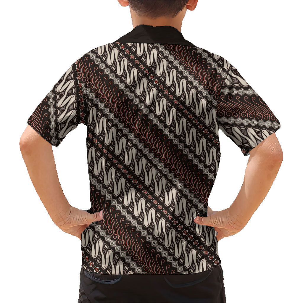 Yogyakarta Parang Batik Motifs Family Matching Off The Shoulder Long Sleeve Dress and Hawaiian Shirt Indonesian Traditional Pattern