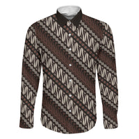 Yogyakarta Parang Batik Motifs Family Matching Off The Shoulder Long Sleeve Dress and Hawaiian Shirt Indonesian Traditional Pattern