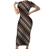 Yogyakarta Parang Batik Motifs Family Matching Short Sleeve Bodycon Dress and Hawaiian Shirt Indonesian Traditional Pattern