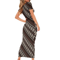 Yogyakarta Parang Batik Motifs Family Matching Short Sleeve Bodycon Dress and Hawaiian Shirt Indonesian Traditional Pattern
