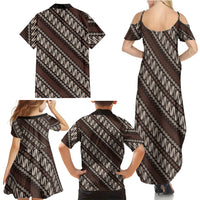 Yogyakarta Parang Batik Motifs Family Matching Summer Maxi Dress and Hawaiian Shirt Indonesian Traditional Pattern