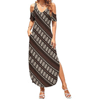 Yogyakarta Parang Batik Motifs Family Matching Summer Maxi Dress and Hawaiian Shirt Indonesian Traditional Pattern