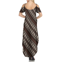 Yogyakarta Parang Batik Motifs Family Matching Summer Maxi Dress and Hawaiian Shirt Indonesian Traditional Pattern