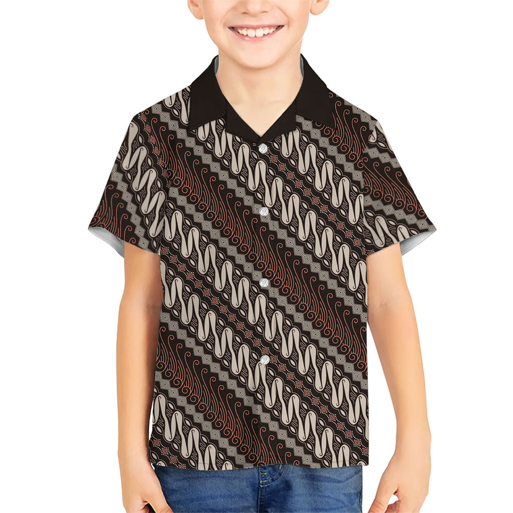 Yogyakarta Parang Batik Motifs Family Matching Summer Maxi Dress and Hawaiian Shirt Indonesian Traditional Pattern