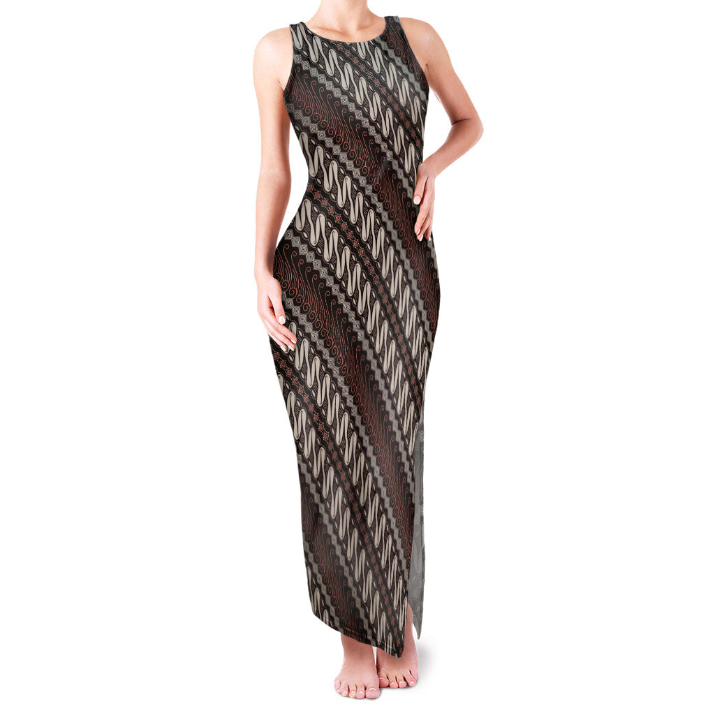 Yogyakarta Parang Batik Motifs Family Matching Tank Maxi Dress and Hawaiian Shirt Indonesian Traditional Pattern