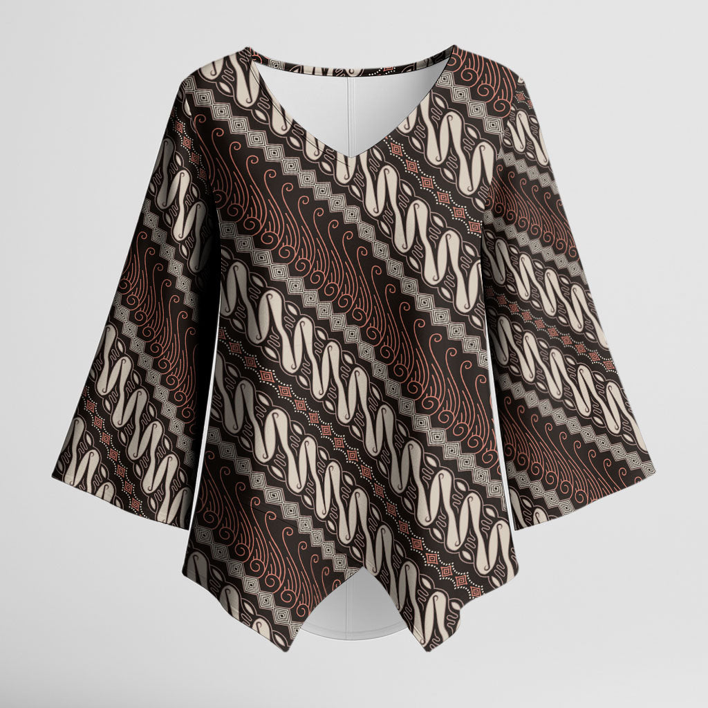Yogyakarta Parang Batik Motifs Kimono Sleeve Blouse Indonesian Traditional Pattern