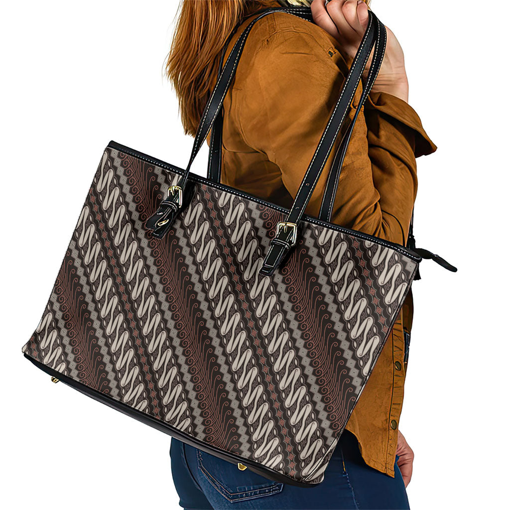 Yogyakarta Parang Batik Motifs Leather Tote Bag Indonesian Traditional Pattern