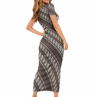 Yogyakarta Parang Batik Motifs Short Sleeve Bodycon Dress Indonesian Traditional Pattern LT01 - Polynesian Pride