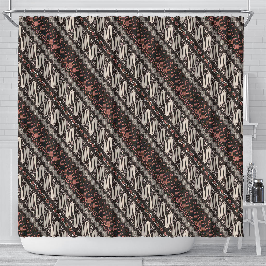 Yogyakarta Parang Batik Motifs Shower Curtain Indonesian Traditional Pattern