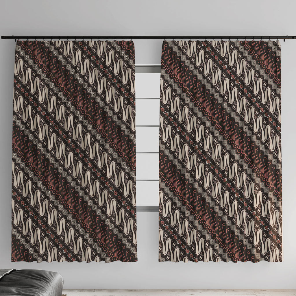 Yogyakarta Parang Batik Motifs Window Curtain Indonesian Traditional Pattern