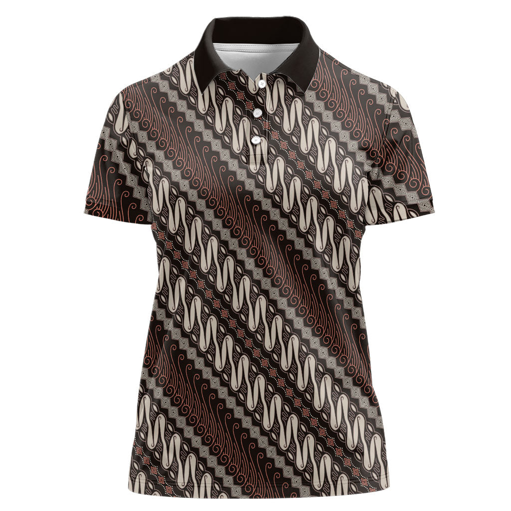 Yogyakarta Parang Batik Motifs Women Polo Shirt Indonesian Traditional Pattern