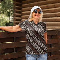 Yogyakarta Parang Batik Motifs Women Polo Shirt Indonesian Traditional Pattern