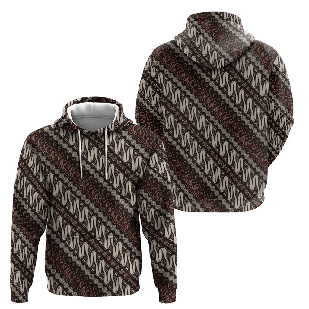 Yogyakarta Parang Batik Motifs Zip Hoodie Indonesian Traditional Pattern