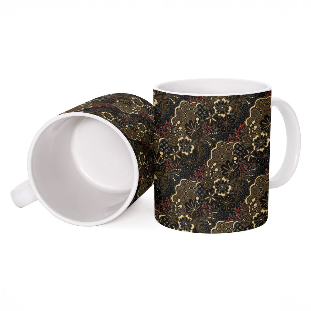 Batik Sekar Jagad Ceramic Mug Indonesian Traditional Pattern