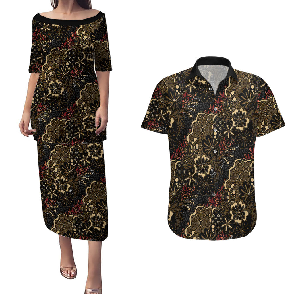 Batik Sekar Jagad Couples Matching Puletasi and Hawaiian Shirt Indonesian Traditional Pattern