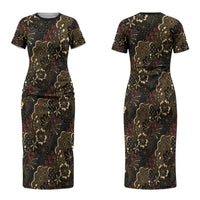 Batik Sekar Jagad Couples Matching Short Sleeve Bodycon Dress and Long Sleeve Button Shirt Indonesian Traditional Pattern LT01 - Polynesian Pride