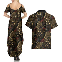 Batik Sekar Jagad Couples Matching Summer Maxi Dress and Hawaiian Shirt Indonesian Traditional Pattern