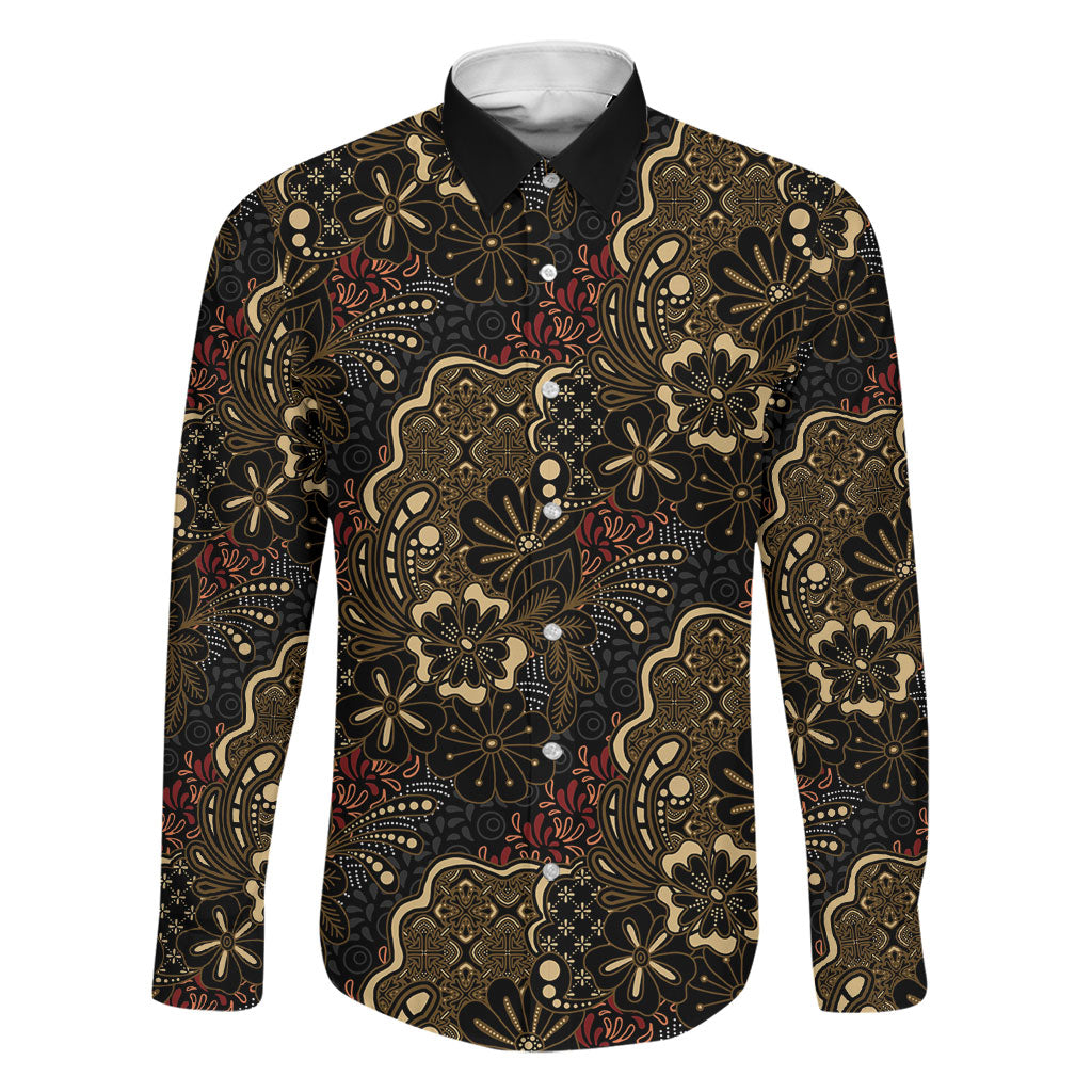 Batik Sekar Jagad Family Matching Off The Shoulder Long Sleeve Dress and Hawaiian Shirt Indonesian Traditional Pattern