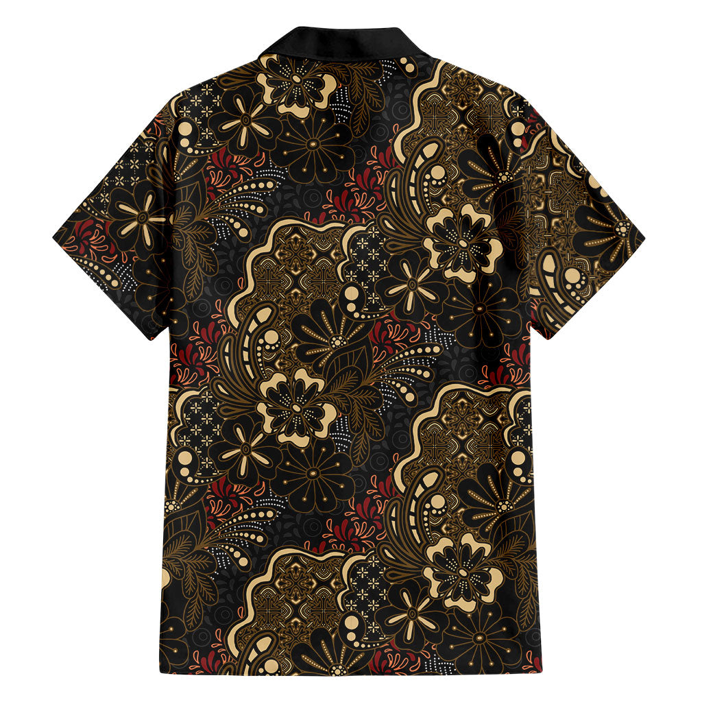 Batik Sekar Jagad Family Matching Off Shoulder Short Dress and Hawaiian Shirt Indonesian Traditional Pattern