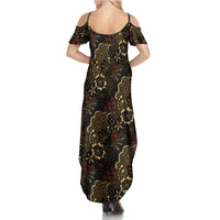 Batik Sekar Jagad Family Matching Summer Maxi Dress and Hawaiian Shirt Indonesian Traditional Pattern