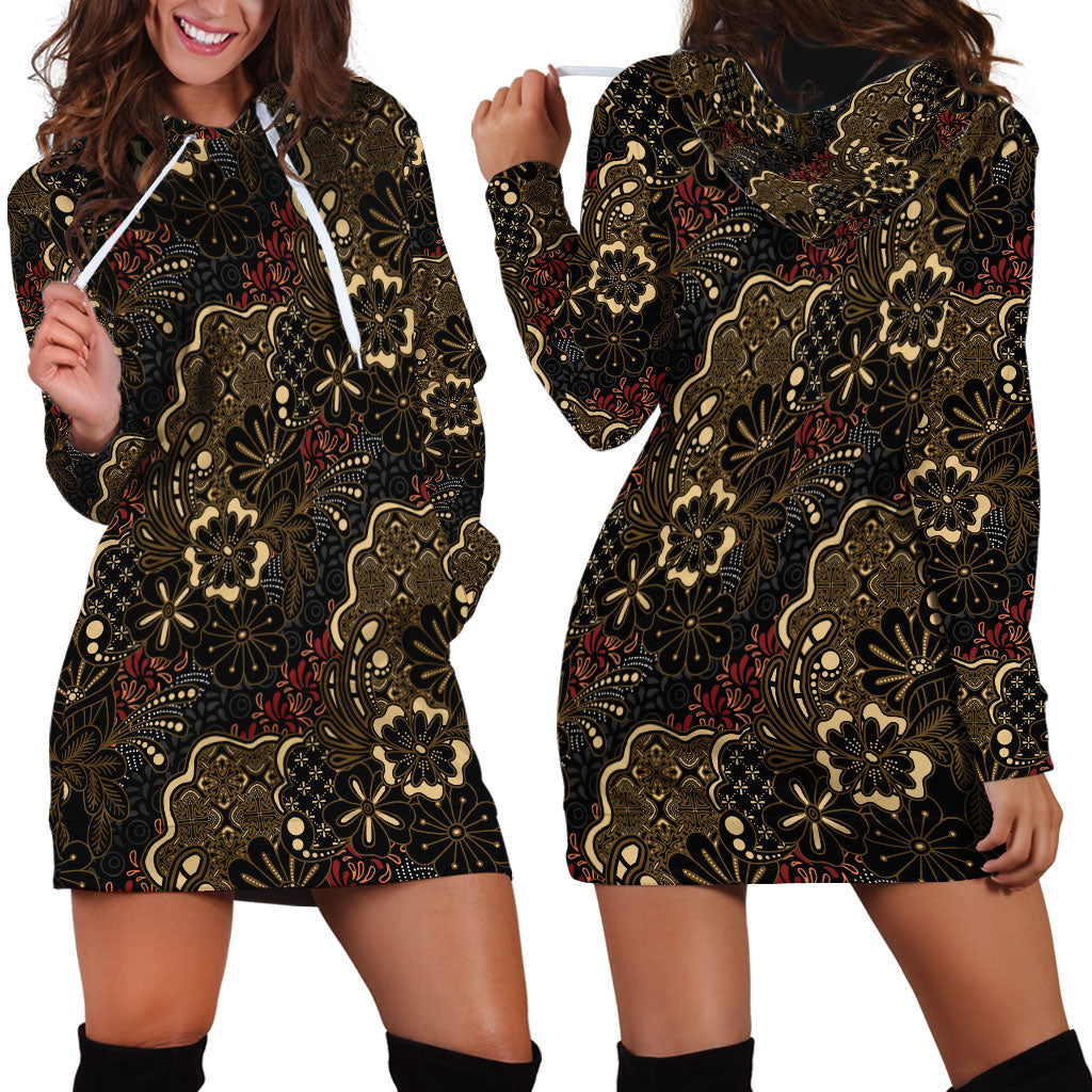 Batik Sekar Jagad Hoodie Dress Indonesian Traditional Pattern