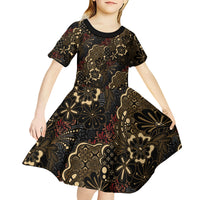 Batik Sekar Jagad Kid Short Sleeve Dress Indonesian Traditional Pattern