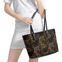 Batik Sekar Jagad Leather Tote Bag Indonesian Traditional Pattern