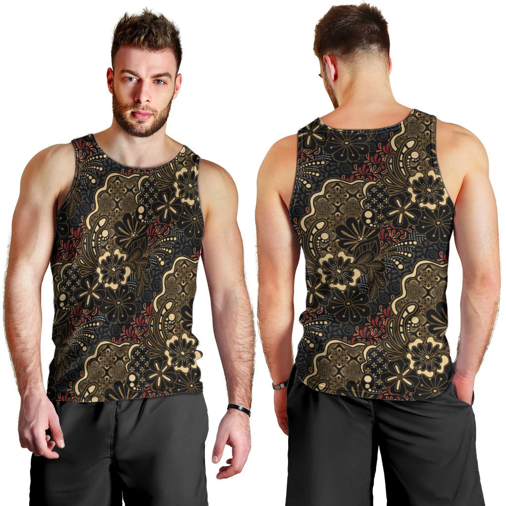 Batik Sekar Jagad Men Tank Top Indonesian Traditional Pattern