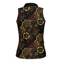 Batik Sekar Jagad Women Sleeveless Polo Shirt Indonesian Traditional Pattern
