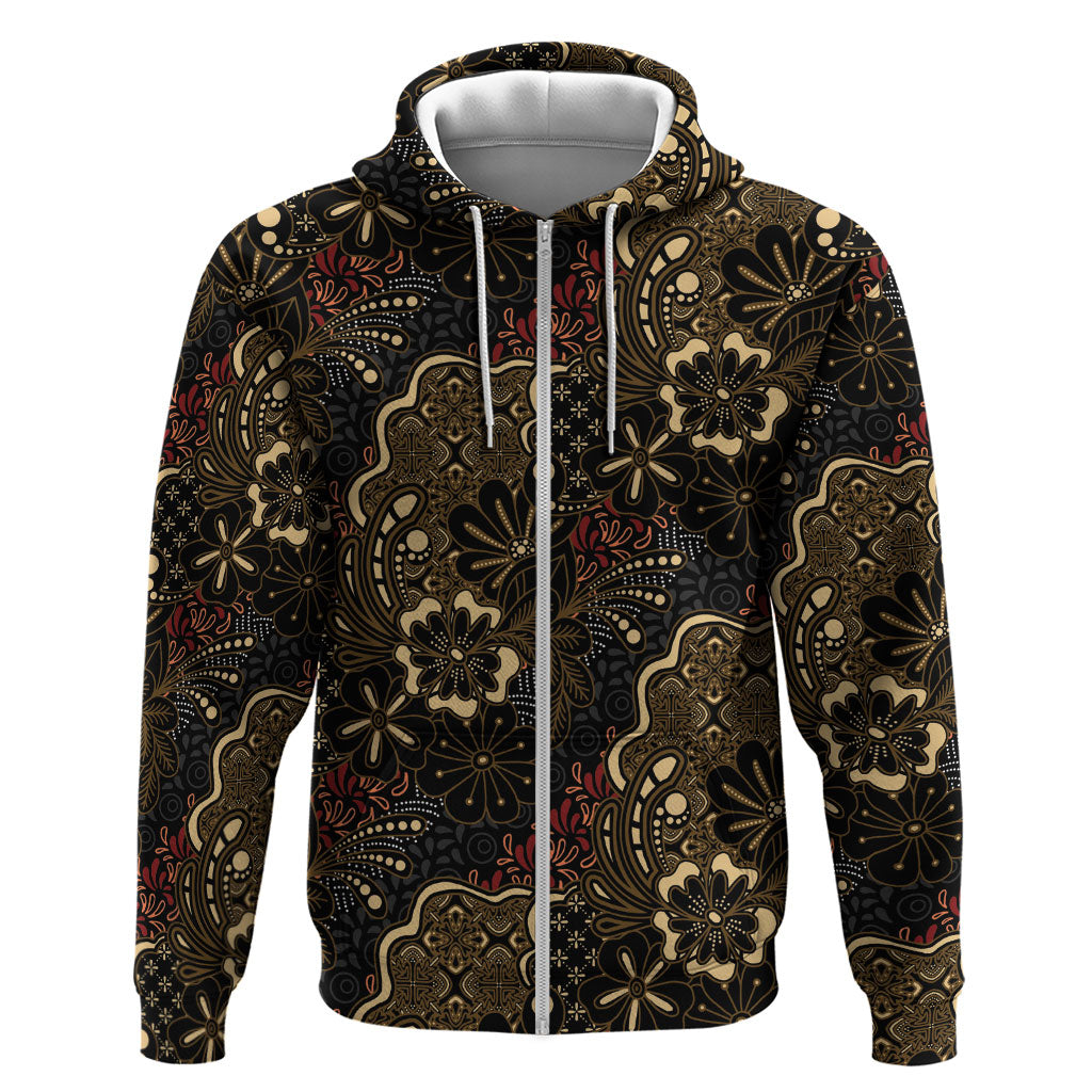 Batik Sekar Jagad Zip Hoodie Indonesian Traditional Pattern